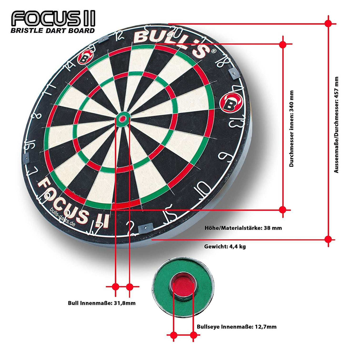 BULL'S Focus II Bristle Dart Board