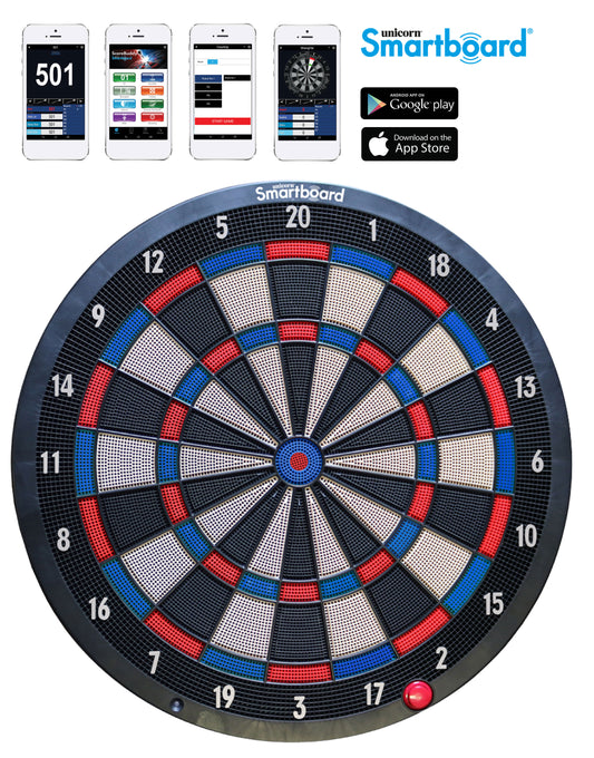 Unicorn Smartboard Soft Tip, Bluetooth Dartboard, App kompatible elektronische Dartscheibe